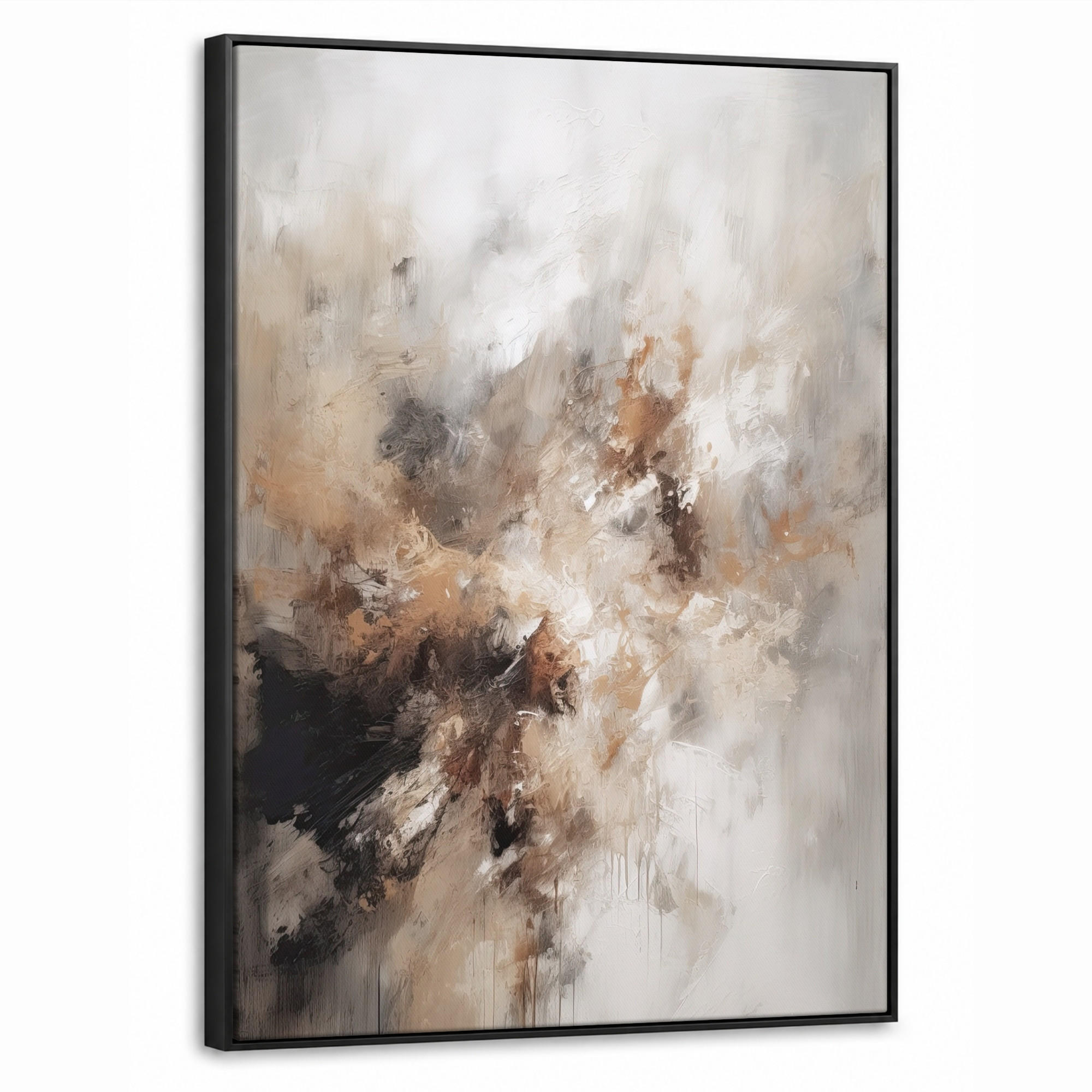 LEINWAND Bilder mit Rahmen - Farbe - Abstrakt - Beige - Kunst - 60x80 - Greige, Textil (60/80cm) - MuchoWow