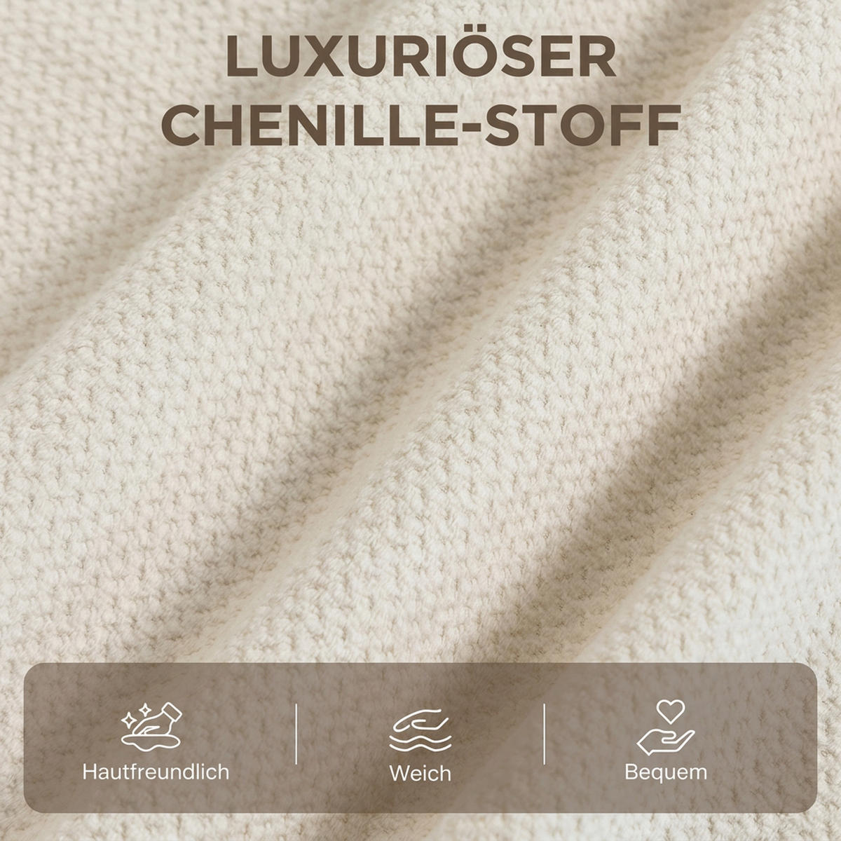 LOUNGESESSEL-SET 2er Set Chenille Beige - Beige, Holzwerkstoff/Textil (62/70/72cm) - HOMCOM