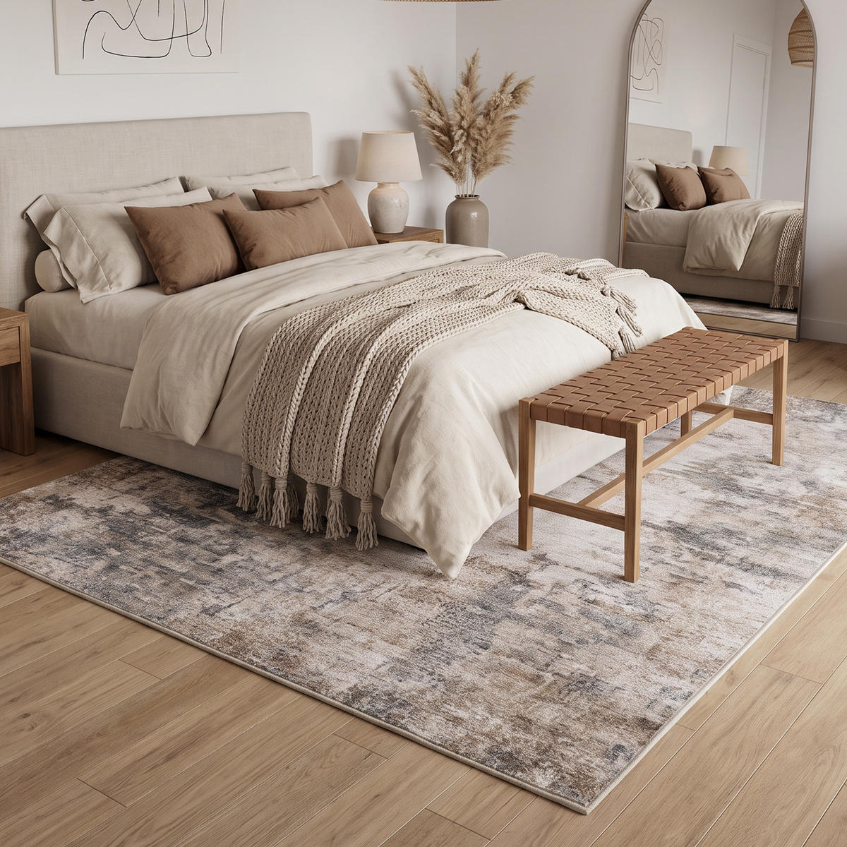 TEPPICH Polyester Braun - Braun, Textil (160/230cm) - HOMCOM