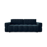 SCHLAFSOFA 4-SITZER Mit Stauraum Nussbaum Samt pfauenblau - Blau/Hellblau, Textil (247/90/102cm) - Sia Home