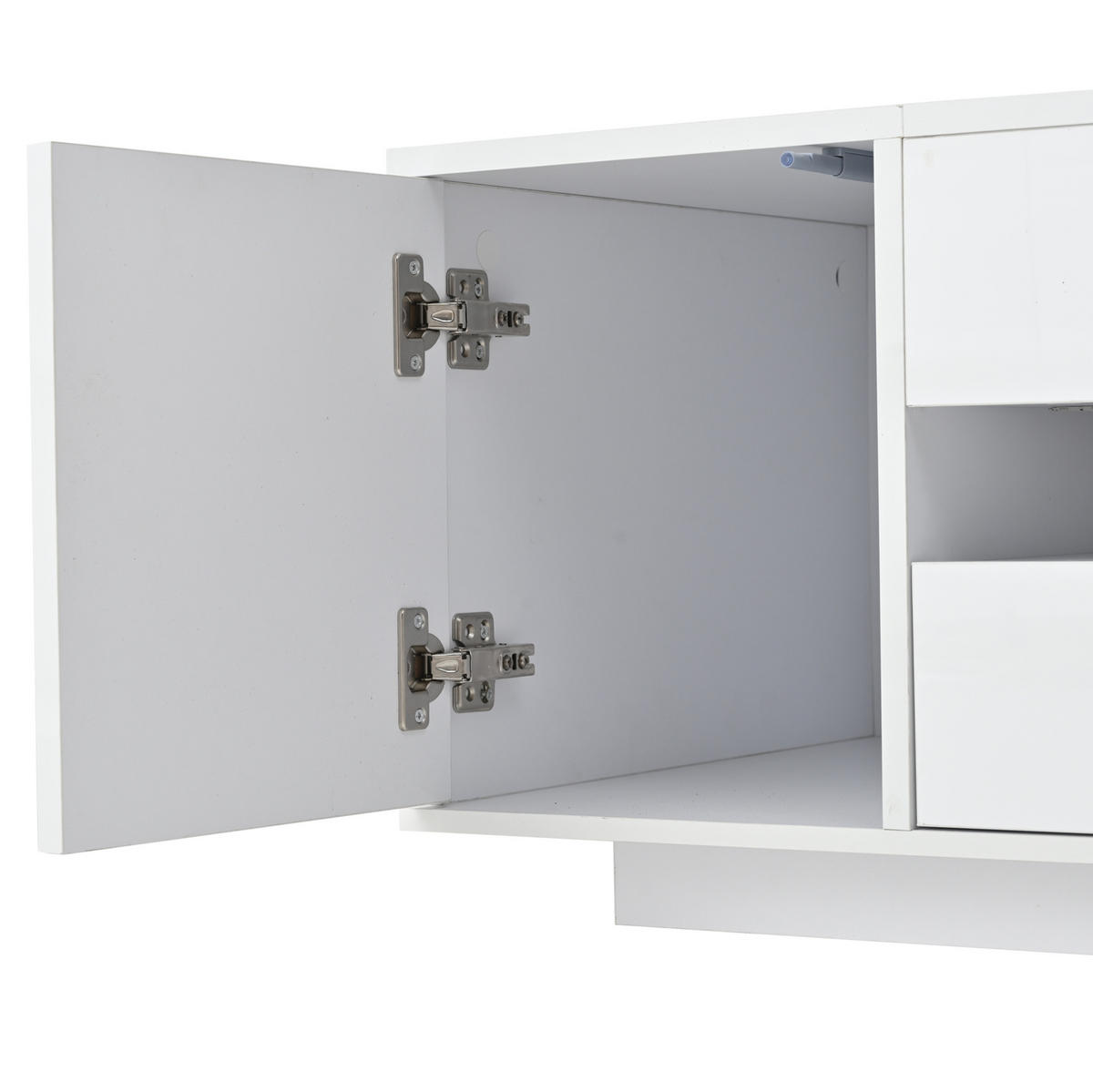 COUCHTISCH 90/50/34.5 cm weiß aus Spanplatte mit Hebefunktion und LED - Weiß, Holzwerkstoff (95/50/34.5cm) - OKMYHOME