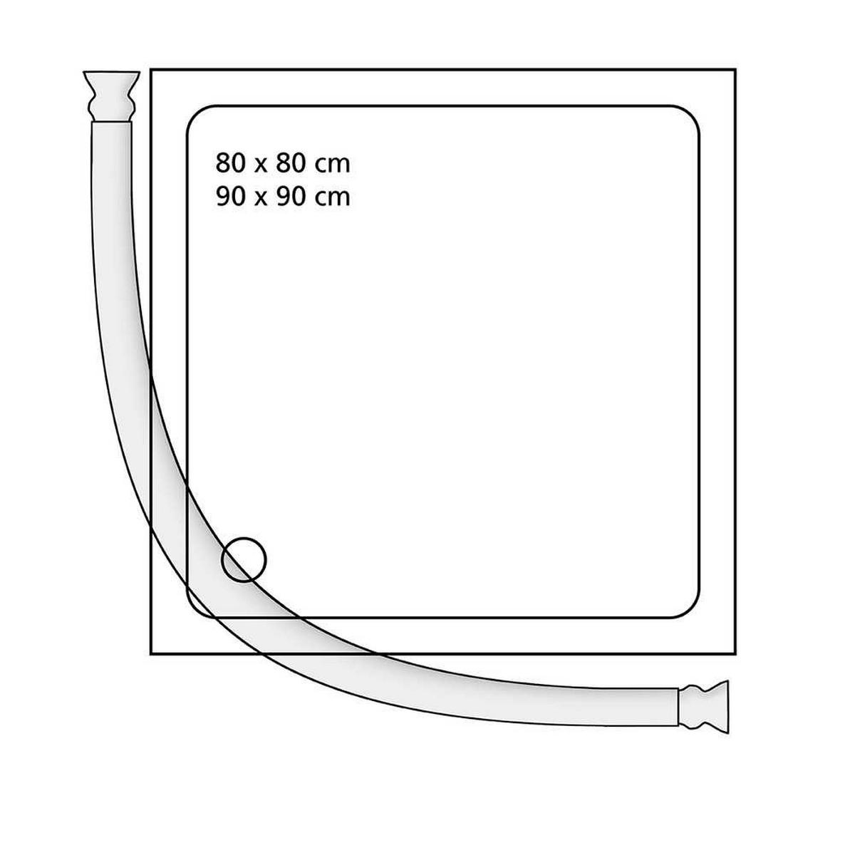 DUSCHSTANGE 80 x 80/ 90/90 cm - Weiß, Metall (90cm) - Wenko