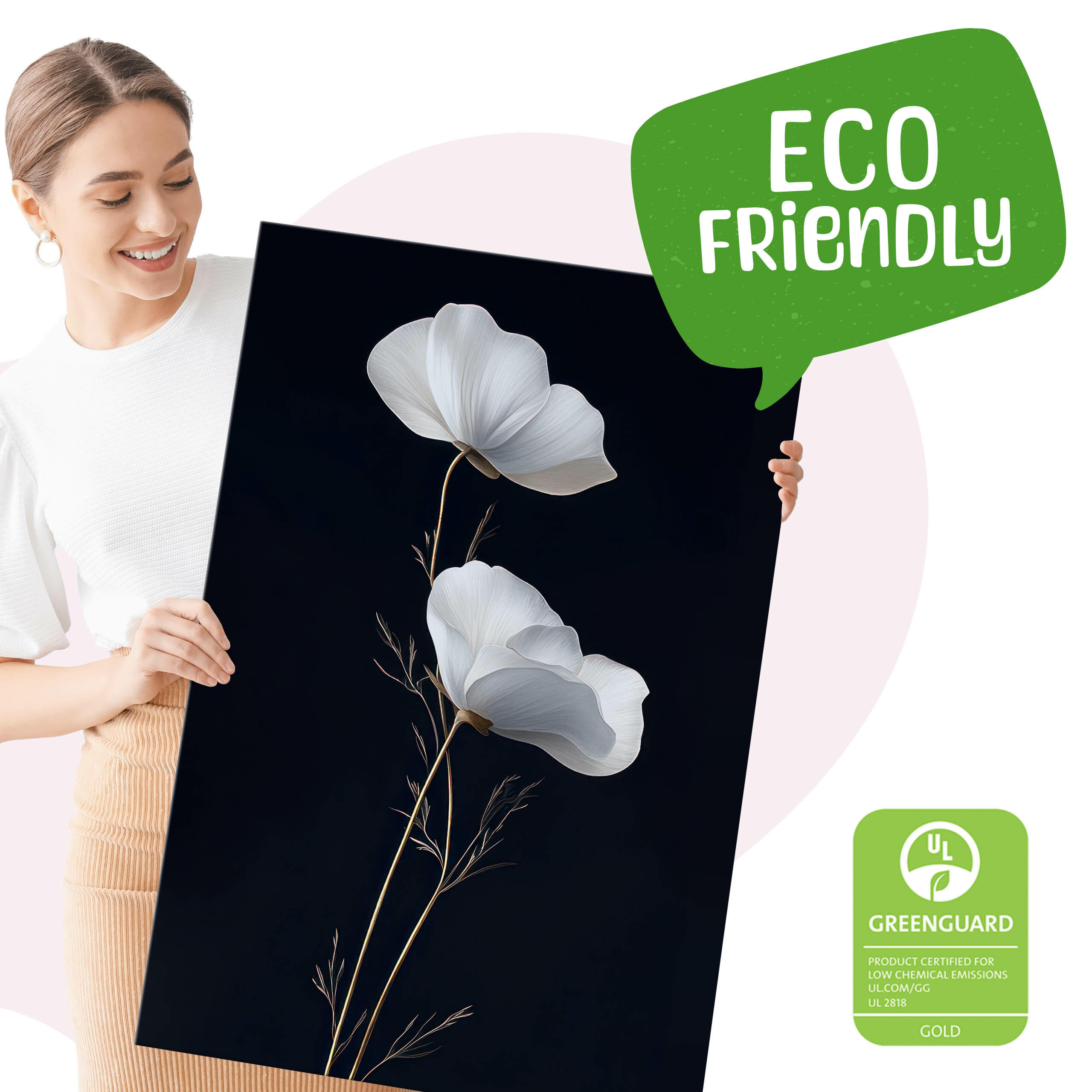 Thumbnail - Muralo Leinwandbilder, Weiß, Schwarz, Beige, Textil, Floral, Abstrakt, Rechteckig, 90x40 cm, Bilder und Zubehör, Wandbil...