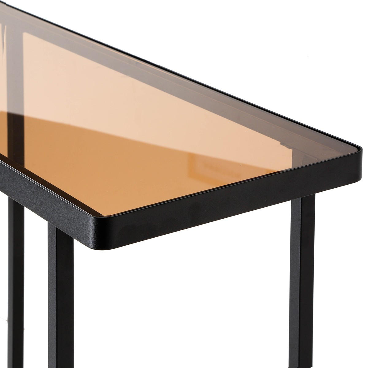 KONSOLBORD med två hyllor i rökfärgat glas, 80 cm brett - ORA - Svart, Metall (41.5/30/80cm) - Calicosy