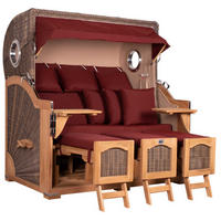 STRANDKORB XXL Düne Grande Teak PE Grey - Rot/Braun, Metall (170/170/95cm) - Mr. Deko