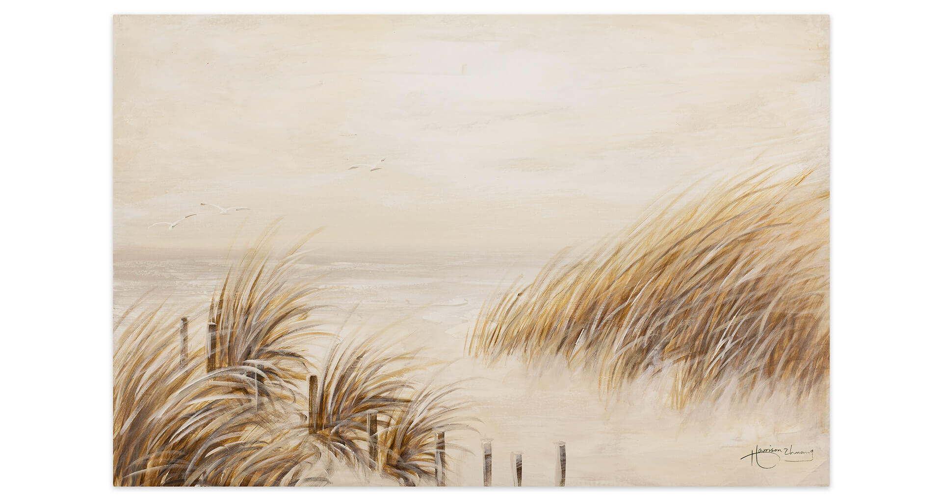 ACRYLBILD HANDGEMALT 90/60 cm - Beige, Holz/Textil (1.5/60cm) - KUNSTLOFT