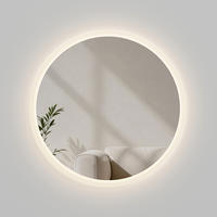 OGLEDALO KUPAONSKO okruglo s LED rasvjetom ruba, 3 boje svjetla, protiv zamagljivanja Ø 80 cm - prozirno, staklo (80/80/3.5cm) - EMKE