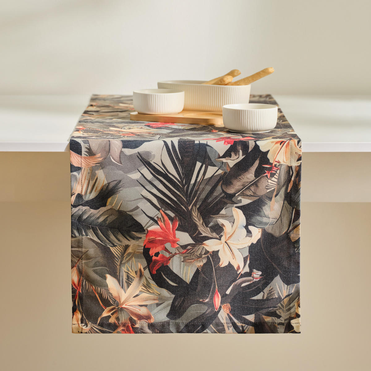 TISCHLÄUFER Manuca 40x180cm, Grün - Dunkelgrün, Textil (180/40/1cm) - home&you