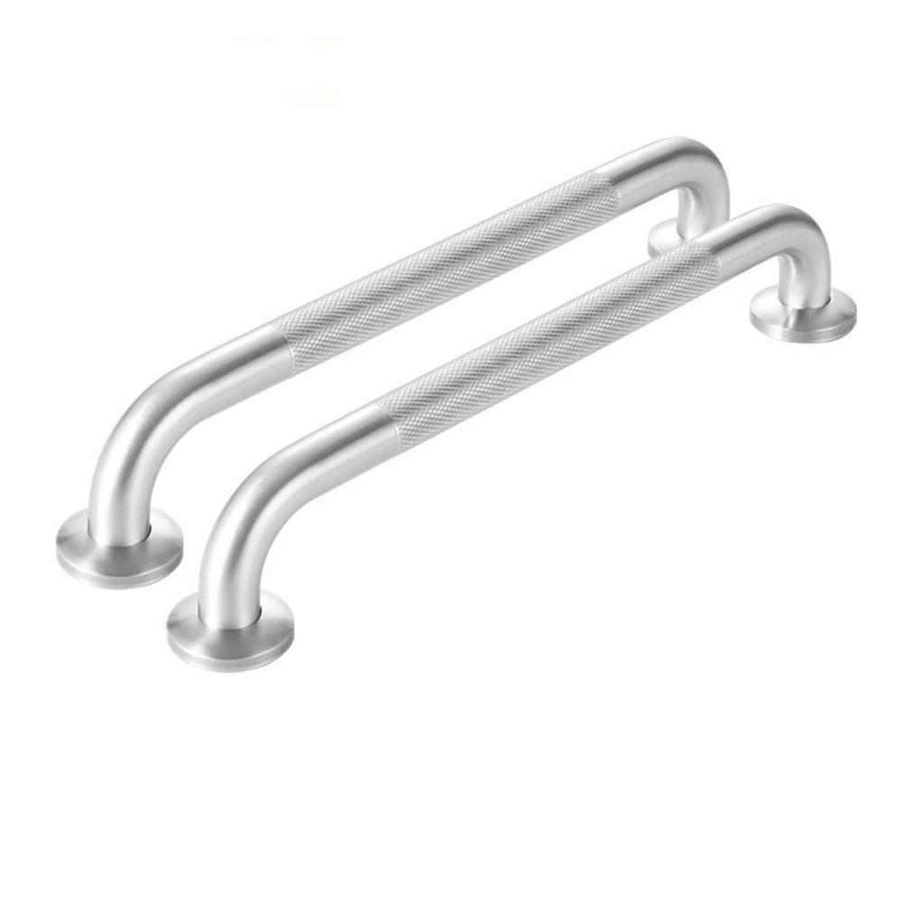 HALTEGRIFFE 2er-Set Edelstahl 40 cm Rutschfester Griff Für Dusche und WC - Silberfarben, Metall (2.5/6/40cm)