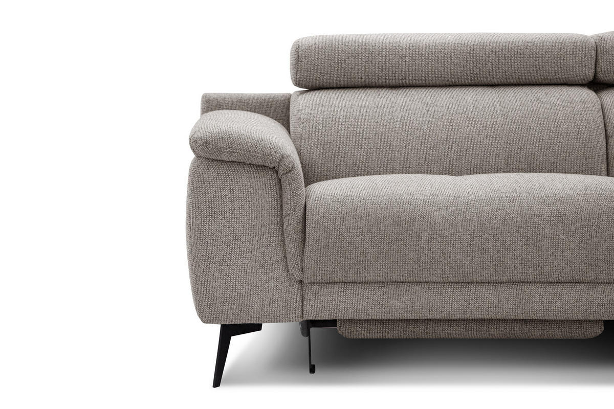 ECKSOFA FIERO 5-Sitzer mit 1 Relaxfunktion, taupe - Taupe, Holzwerkstoff/Textil (290/228cm) - Courtois Laville