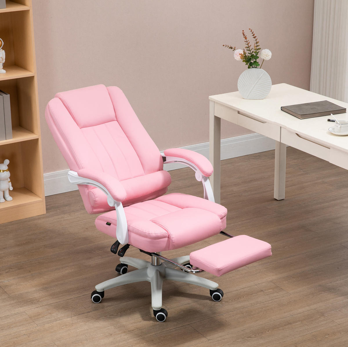 BÜROSTUHL höhenverstellbar mit Fußstütze 65 x 68 x 107-116 cm Rosa - Rosa, Kunststoff (68/116/65cm) - Meubliv
