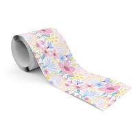 TAPETENBORDÜRE selbstklebend für Kinderzimmer bunte BLUMEN Regenbogen - Blau/Violett, Papier (10/300/300cm) - Muralo