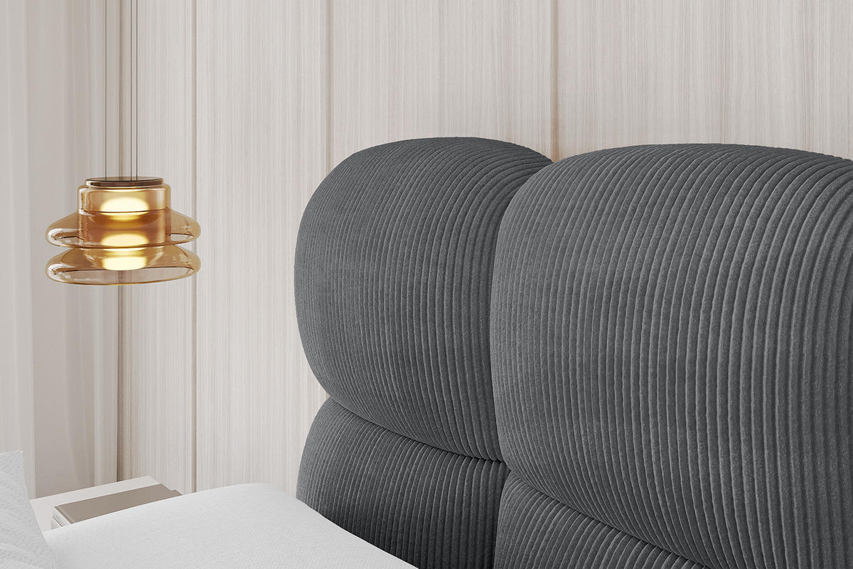 POLSTERBETT mit Bettkasten, Fußteil und Lattenrost, Bett mit Matratze H3/H4 - NOMA-Z 200x200 Dunkelgrau - Anthrazit, Holzwerkstoff/Textil (200/200cm) - ALTDECOR