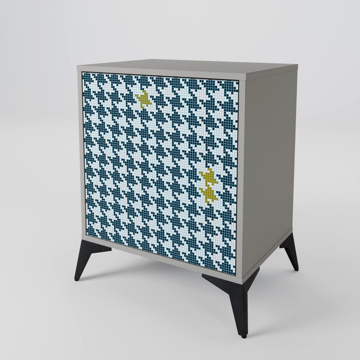 SIDEBOARD OUT OF CONTEXT, Grau, 57,5x42x72,5 cm, Schwarze Metallfüße - Multicolor/Schwarz, Holzwerkstoff/Metall (57.5/72.5/42cm) - SpaceRebels