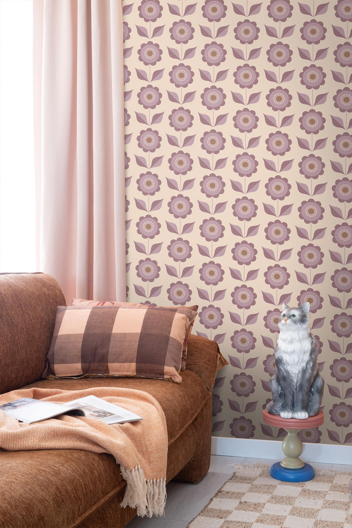 TAPETE Blumen 50 x 900 cm - Lila, Papier (50/900cm) - ESTAhome
