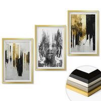 WANDBILDER 3er Set - 40x60 cm Goldrahmen - Kontrastierende abstrakte Porträts - Goldfarben, Kunststoff (40/60cm) - ArtPrintCave