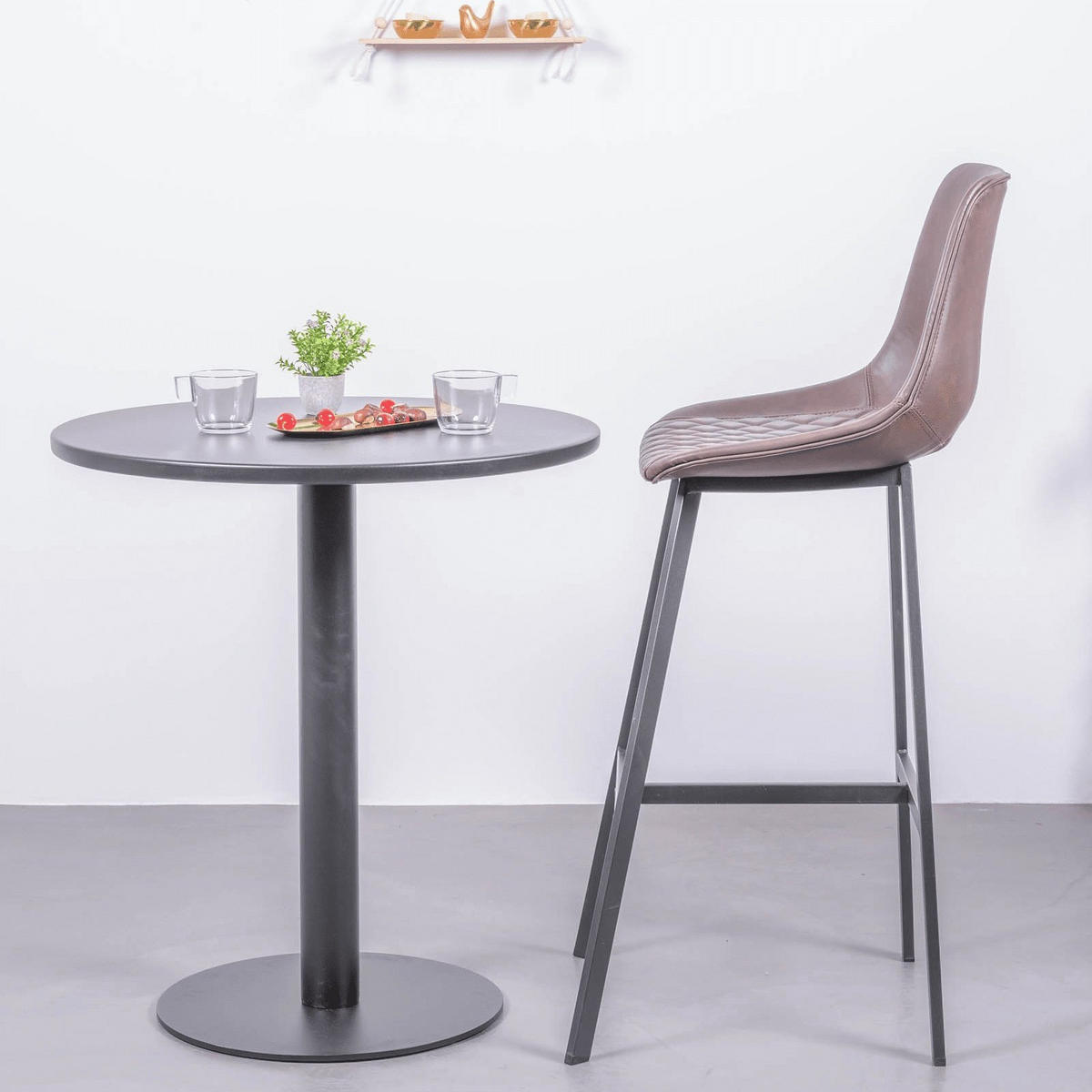 STEHTISCH Rund Schwarz 70/70/77 cm - Schwarz, Metall (70/70/77cm) - Nest Dream