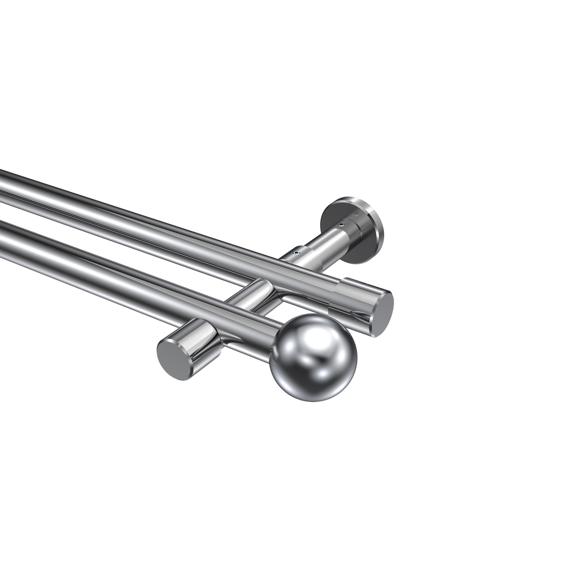 GARDINENSTANGEN-SET Prestige Luino 180 cm, 2-läufig (ohne Ringe), 20 mm Ø Chrom - Chromfarben, Metall (180cm) - INTERDECO