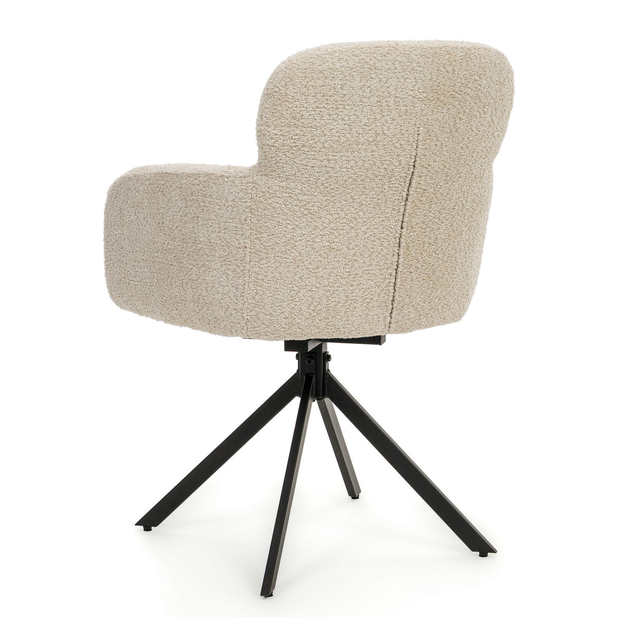 STUHL BIONE drehbar gepolsterter mit Steppung - creme - Boucle - Creme/Schwarz, Textil/Metall (58/88/59cm) - NEW HOME