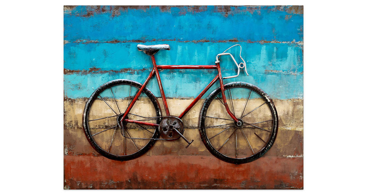 METALLBILD Blau 100/70 cm - Blau/Rot, Metall (3.2/70cm) - KUNSTLOFT