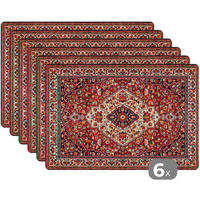 PLATZSETS 6er-Set Persische Teppiche - Teppiche - Muster - Rot Tisch Untersetzer-Set 45x30 cm - Rot, Kunststoff (0.3/45/30cm) - MuchoWow