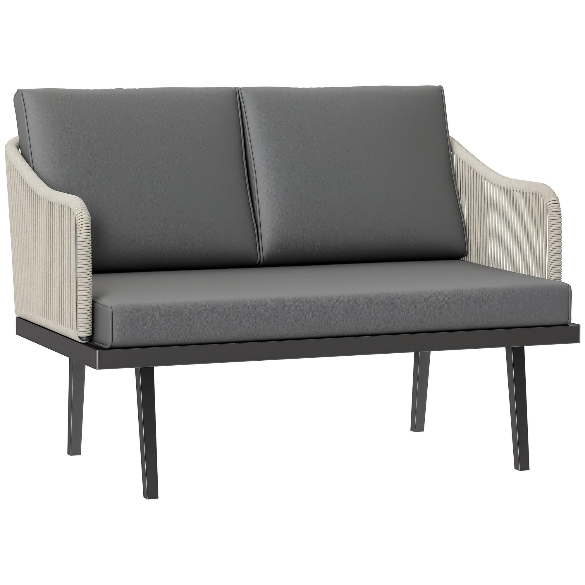 GARTENBANK DE-13424 2-Sitzer mit Kissen Dunkelgrau - Dunkelgrau, Metall (110/72/70cm) - ComfortXL