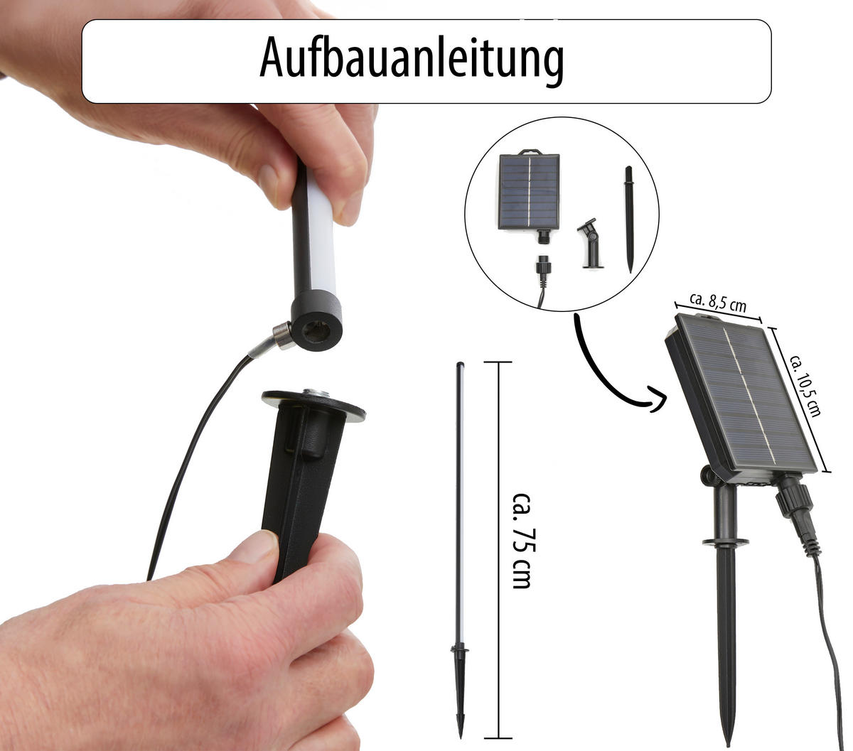 SOLAR-LED-GARTENSTECKER - warmweiß mit Dämmerungssensor und wetterfestem Design für Garten und Terrasse - Weiß, Kunststoff (3.5/3.5/77cm) - Northpoint
