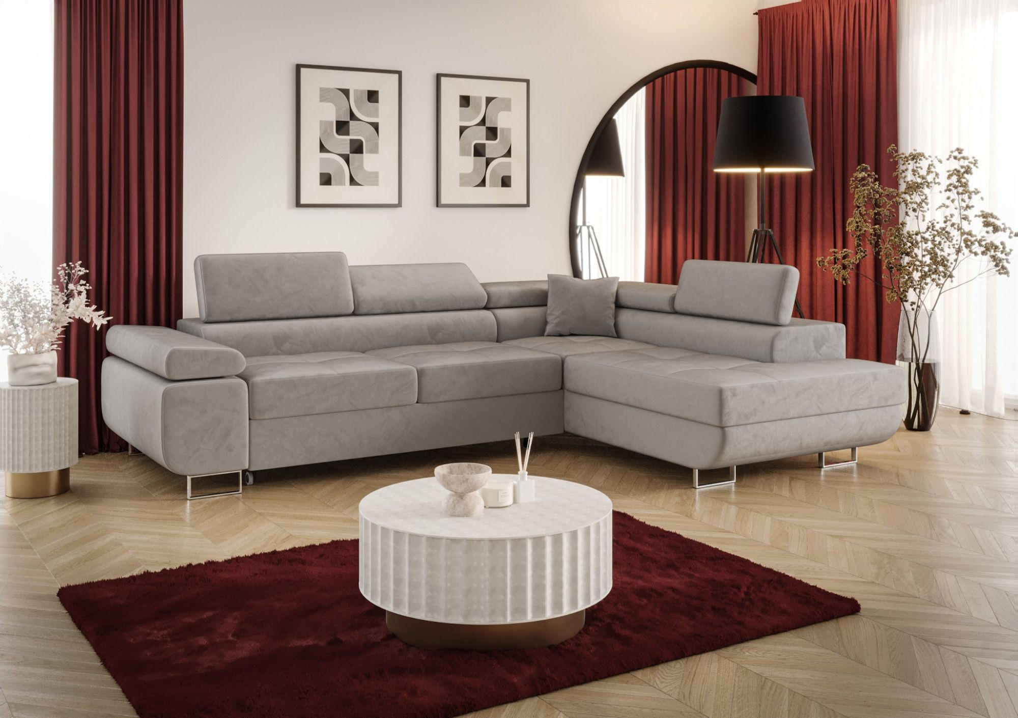 ECKSOFA Monaro Mit Schlaffunktion - Hellgrau, Holzwerkstoff/Textil (275/202cm) - Fun Möbel