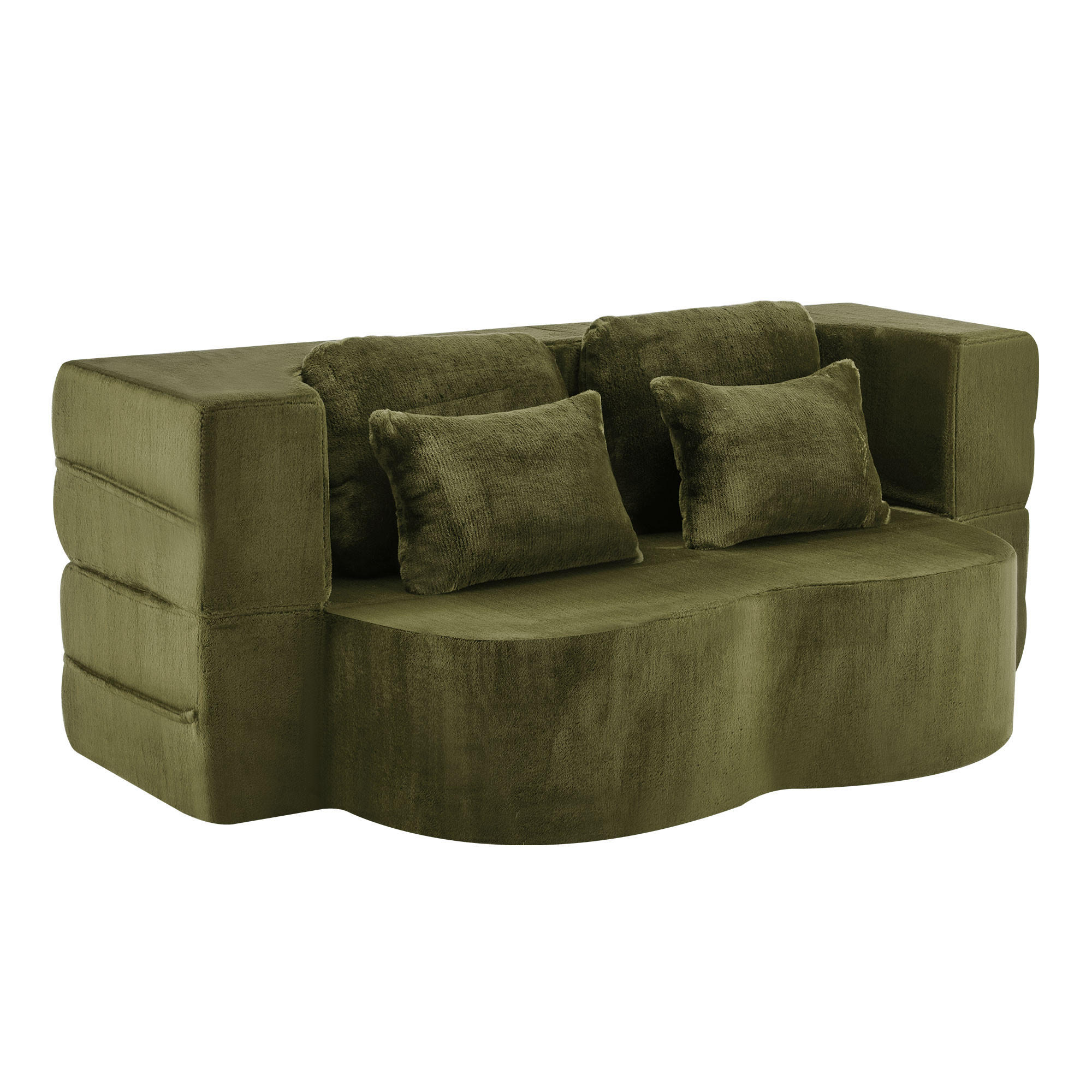 SCHLAFSOFA DE-35000 mit 4 Kissen und Klappfunktion Grün - Grün, Textil (60/76/198cm) - ComfortXL