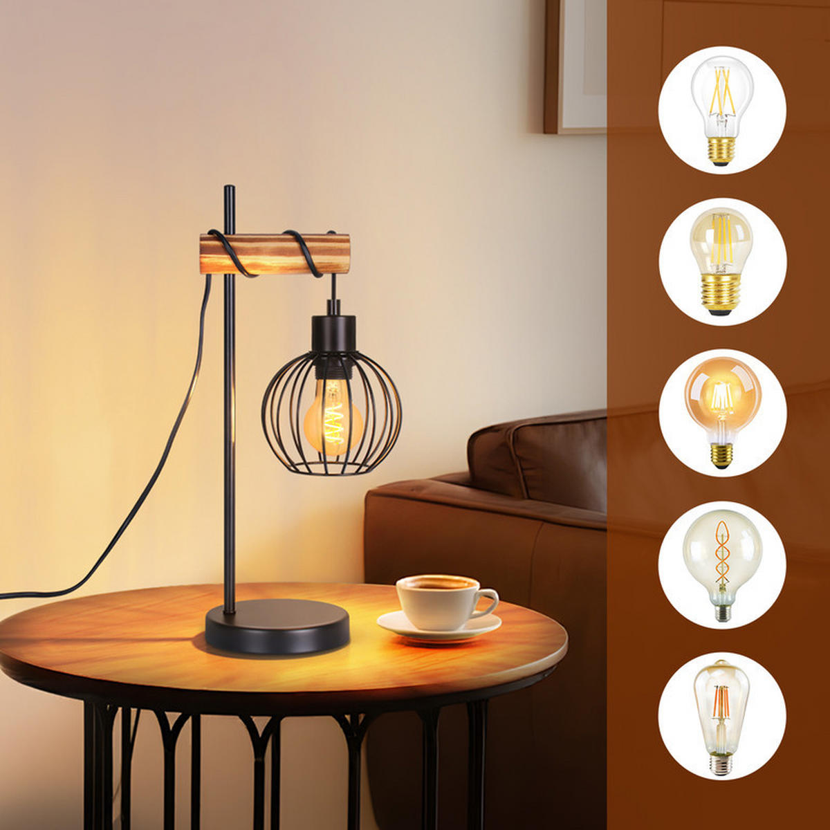 TISCHLEUCHTE Energie II 20/15cm - Schwarz, Metall (20/15/46cm) - Nettlife