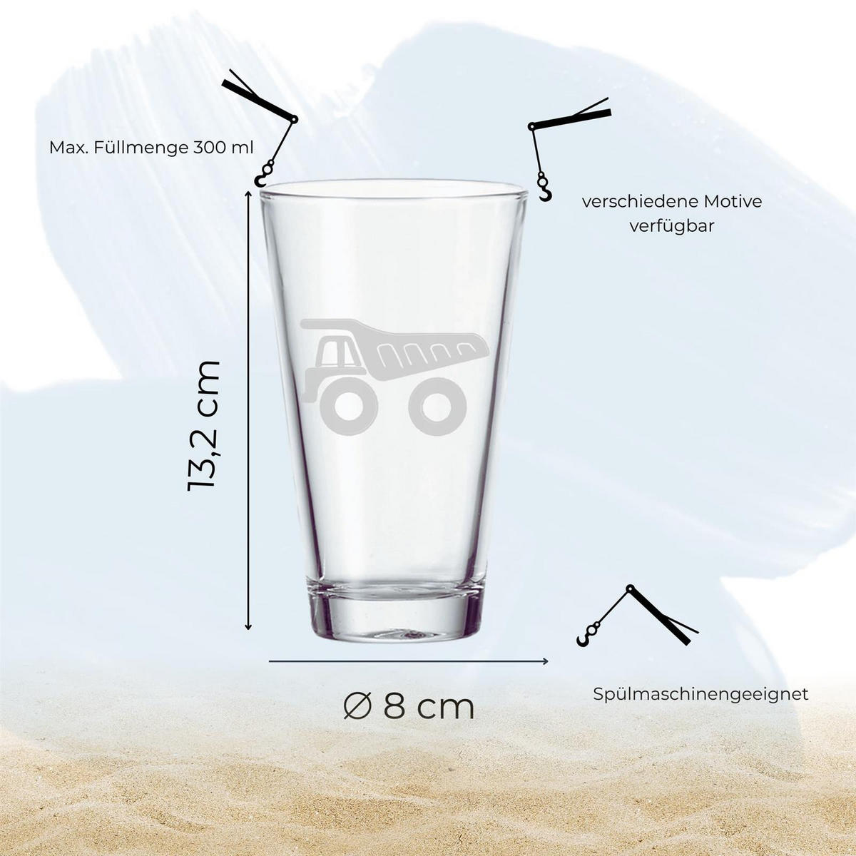 KINDERBECHER Kipper transparent 300 ml - Transparent, Glas (0.3L) - LUXENTU