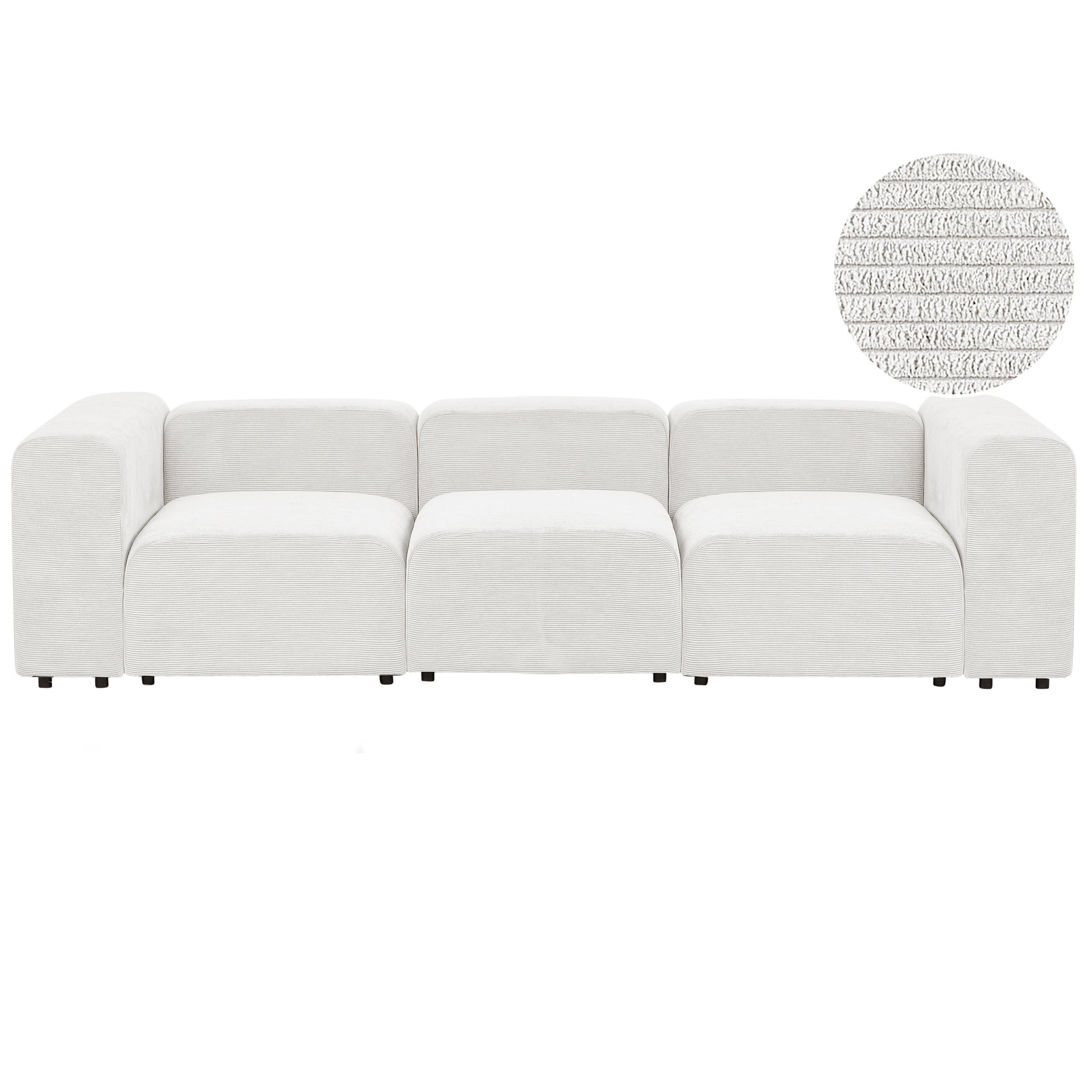 3-SITZER-MODULSOFA Cremeweiß Cord Falsterbo - Creme, Textil (278/70/105cm) - Beliani