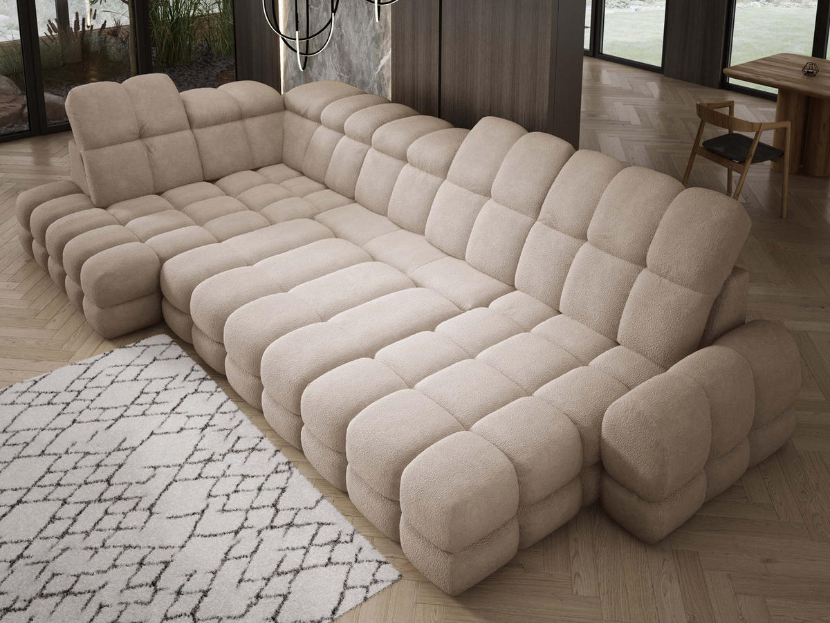ECKSOFA TOLLO Anthology-stoff U-form 400x217x105 cm beige - Beige, Holz/Textil (400/217cm) - DomoHome