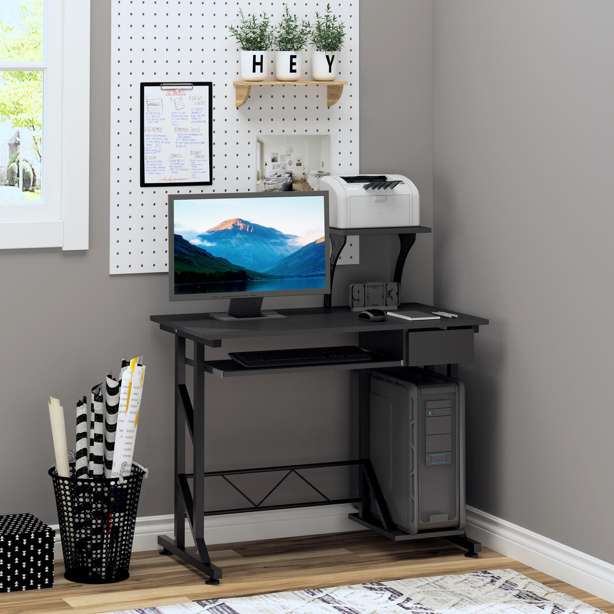 BÜROTISCH Schwarz 1 Stück - Schwarz, Holzwerkstoff (50/100/90cm) - GiPP