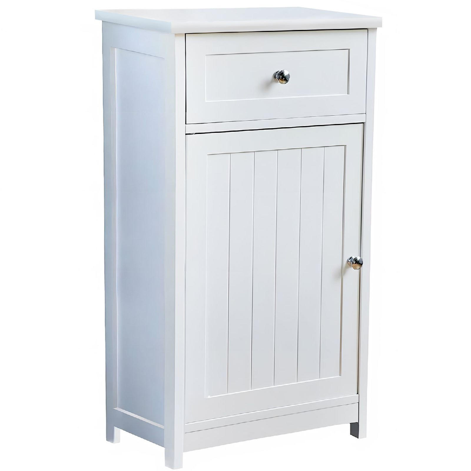BADZIMMERSCHRANK Weiß 42 x 34 x 76 cm mit Schublade und Tür - Weiß, Holzwerkstoff/Metall (42/76/34cm) - Begryf
