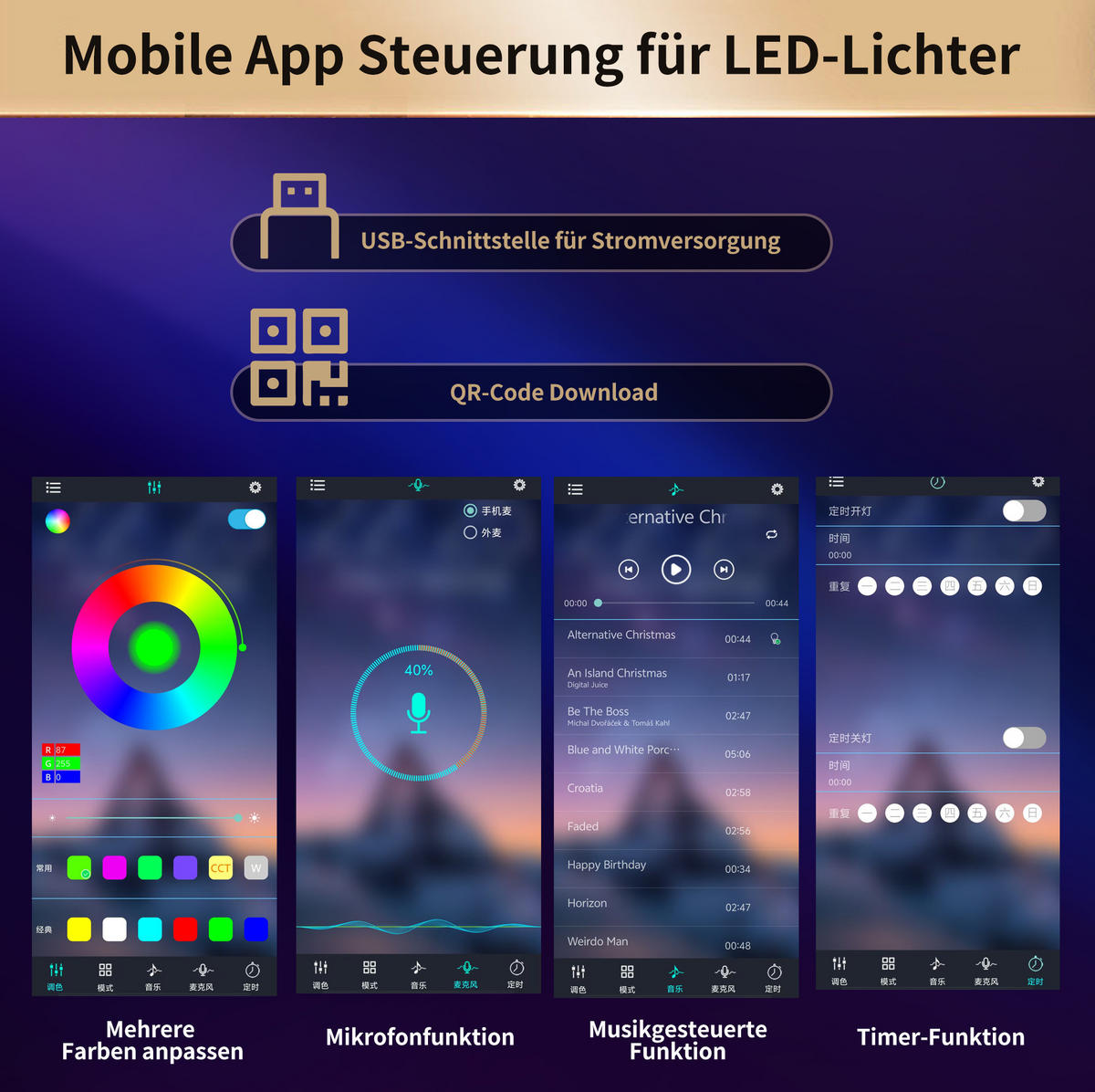 BARTISCH, MDF mit LED & 360° drehbar, ausziehbar 120-180/40/71,5 cm, Schwarz - Schwarz, Holzwerkstoff (40/71.5/107cm) - Redom