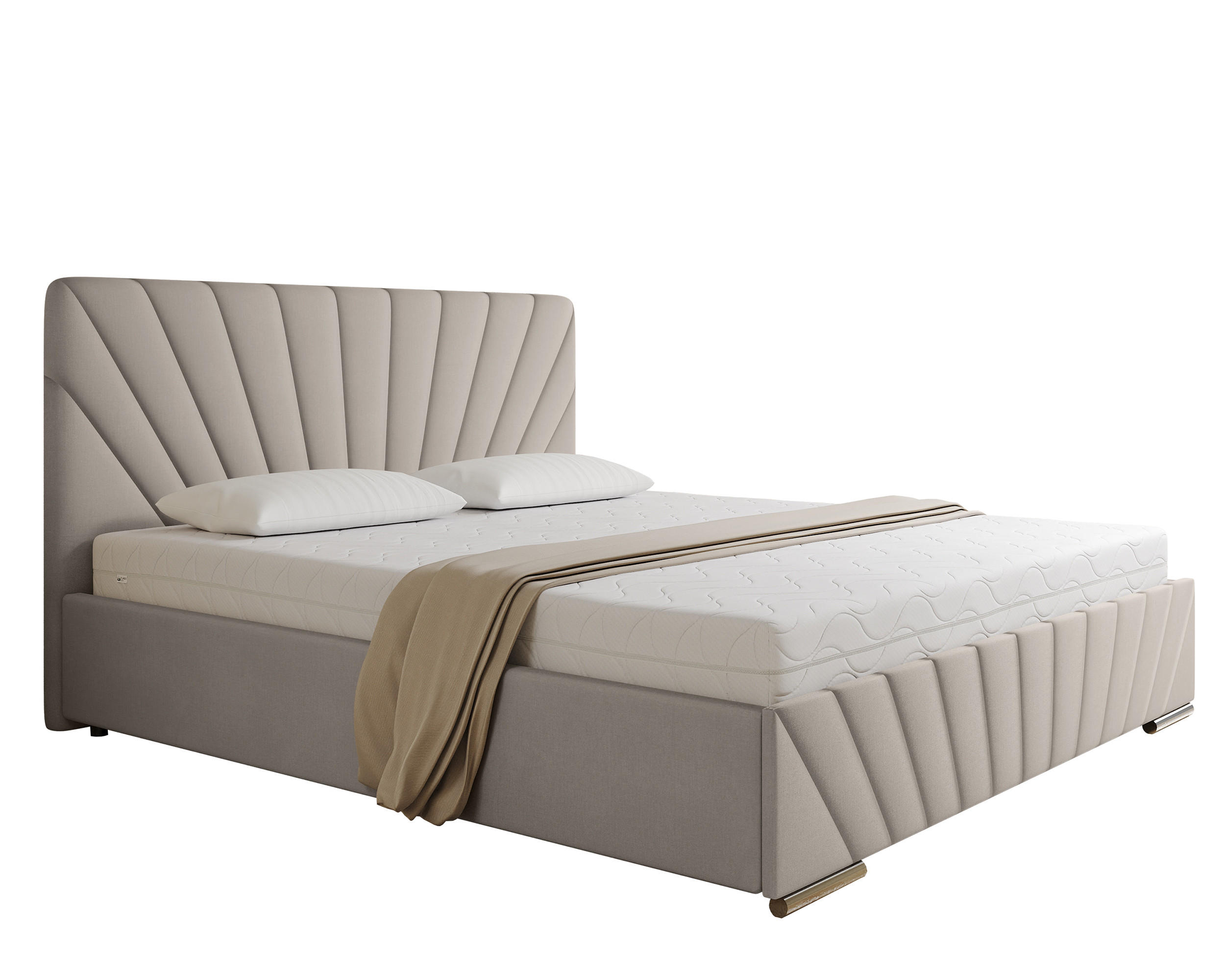 POLSTERBETT Ray 180 x 200 cm mit Bettkasten und Lattenrost, Federkernmatratze- beige - Beige, Holz (180/200cm) - Homesy
