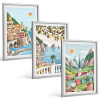 BILDER SET 3er Set - 40x60 cm Silberner Rahmen - Landschaften, Meer, Zitrusfrüchte - Silberfarben, Kunststoff (40/60cm) - TULUP