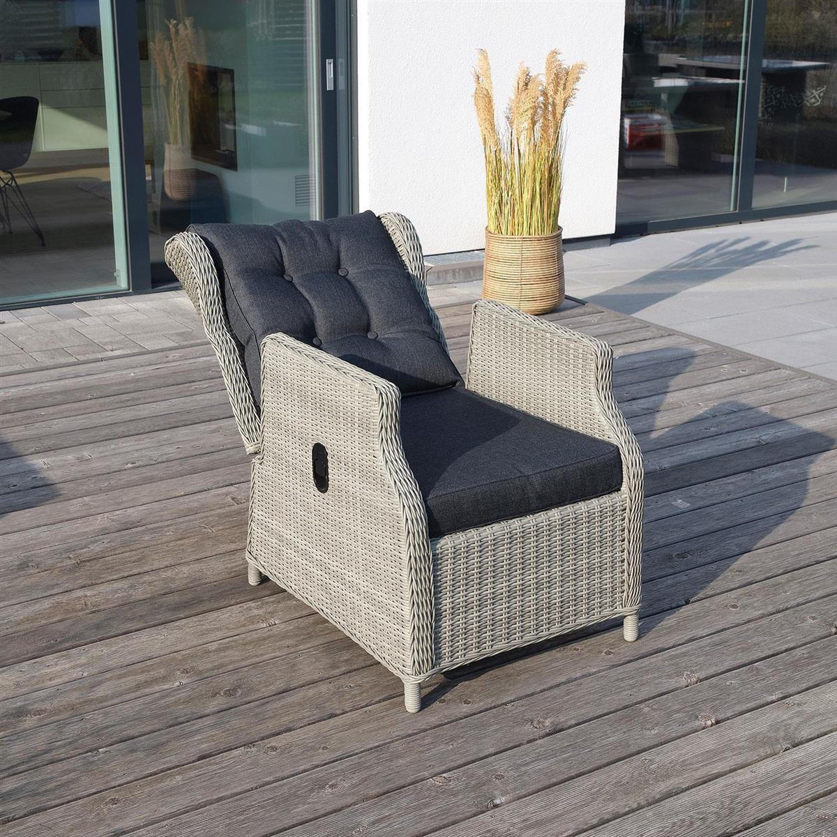 GARTEN-SITZGRUPPE Bilbao Grau Polyrattan für 7 Personen - Grau, Naturmaterialien - Green Spirit