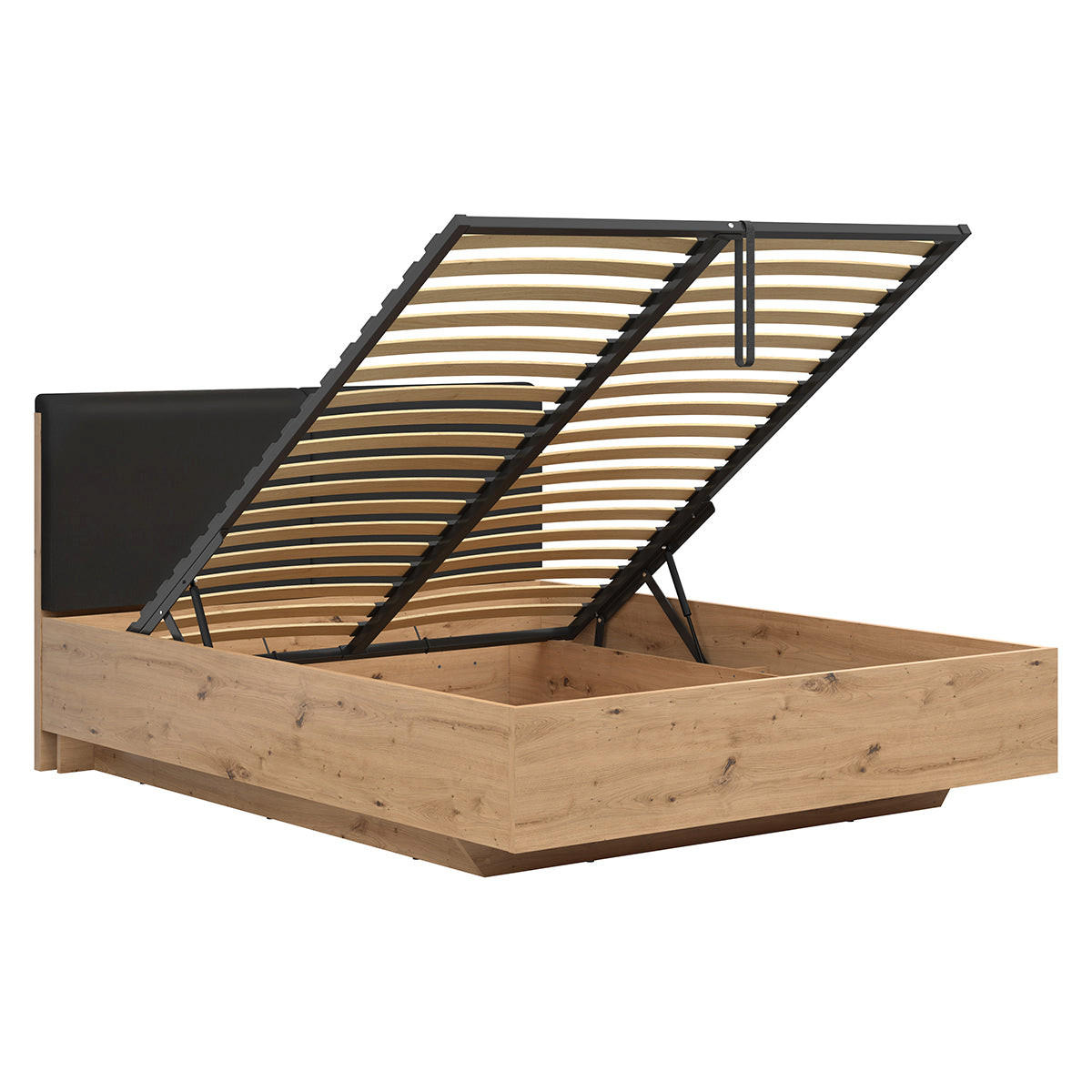 BOXSPRING POSTELJA 160/200 Mao Les hrastovega videza - rjava, leseni material (160/200cm) - Petits-meubles