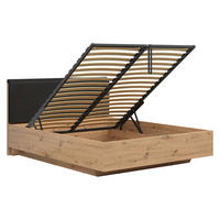 BOXSPRING POSTELJA 160/200 Mao Les hrastovega videza - rjava, leseni material (160/200cm) - Petits-meubles