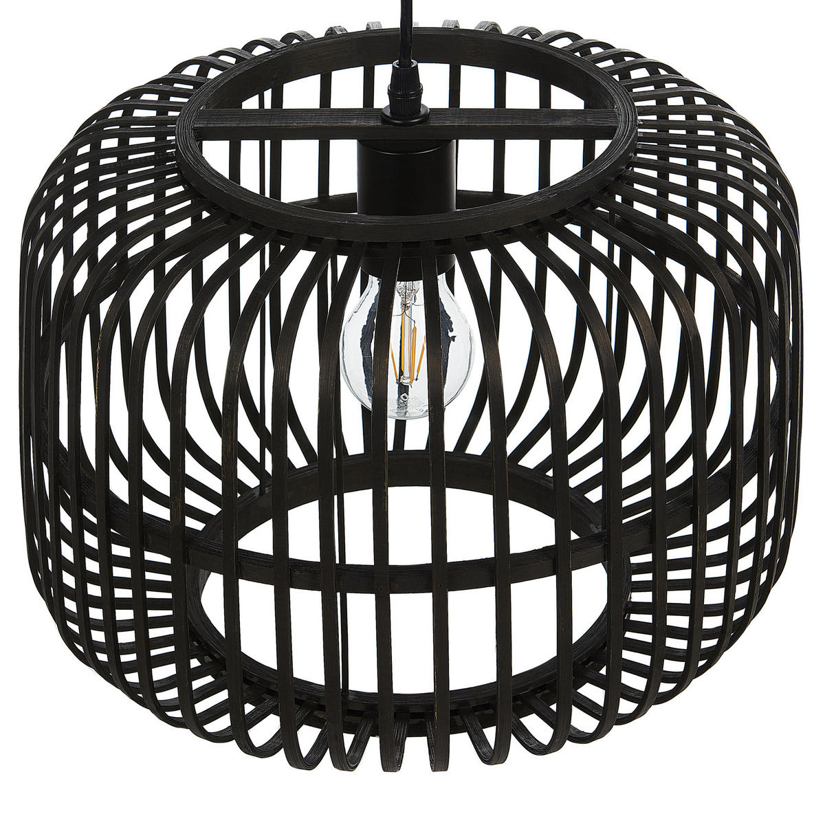 HÄNGELEUCHTE Macheke 32/32/24 cm - Schwarz, Holz (32/32/24cm) - Beliani