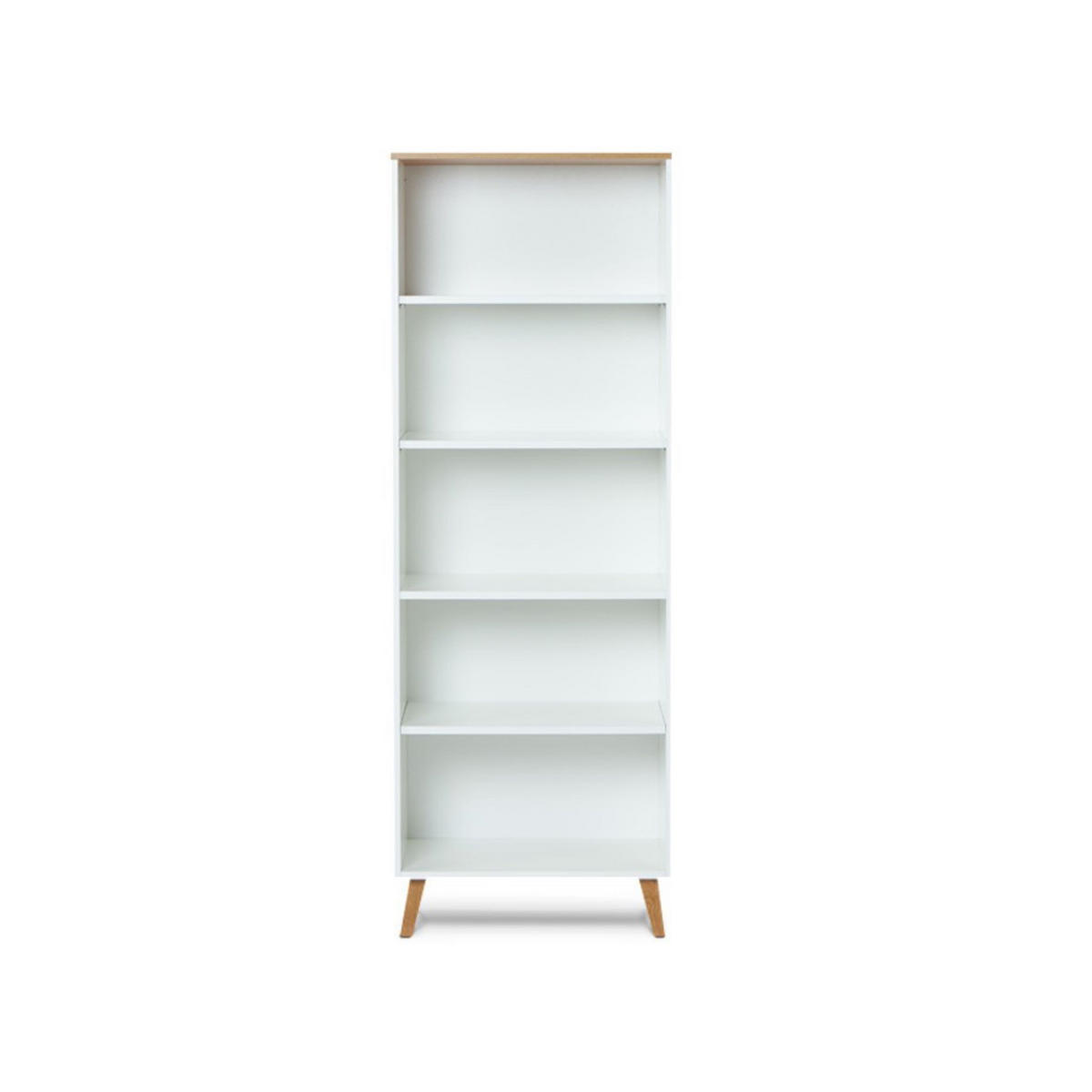 BÜCHERREGAL FRISK 4 Einlegeböden, weiß - Eichefarben/Weiß, Eichenholz/Holzwerkstoff (65/182/46cm) - KONSIMO®