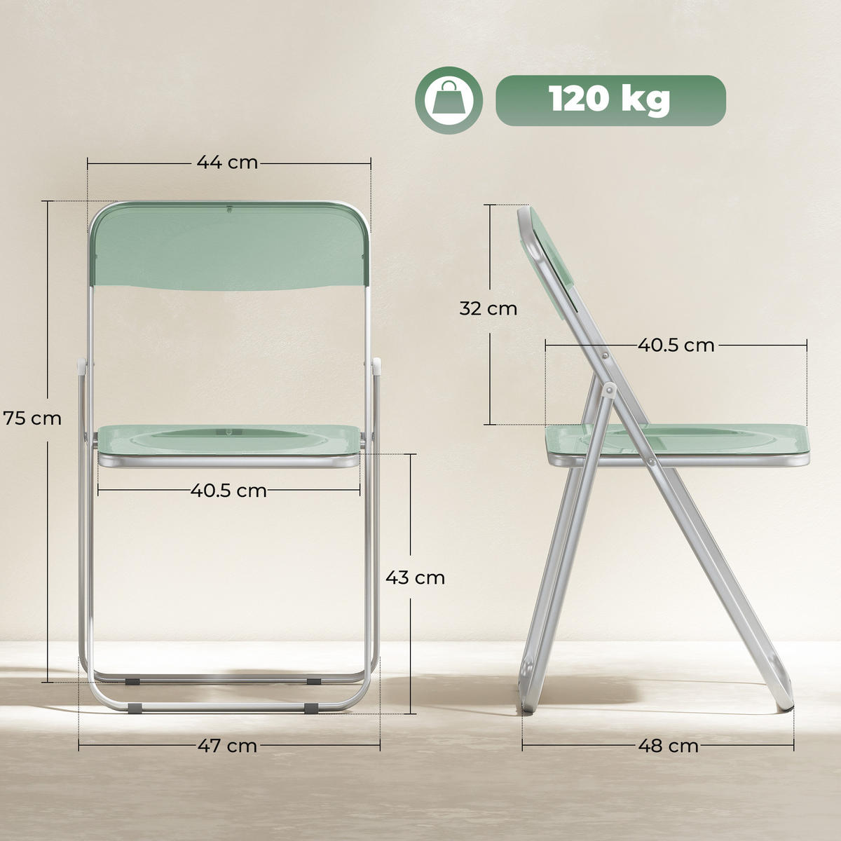 KLAPPSESSEL Grun 4 Stück - Grün, Kunststoff (47/75/48cm) - GiPP