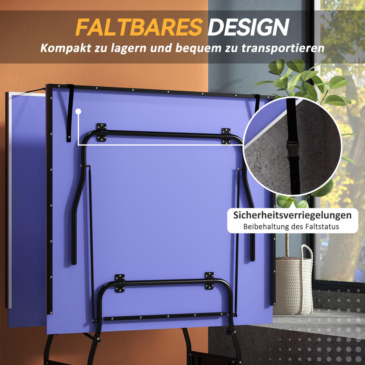 TISCHTENNISPLATTE MDF Stahl Blau - Blau, Holzwerkstoff (274/152.5/76cm) - SPORTNOW