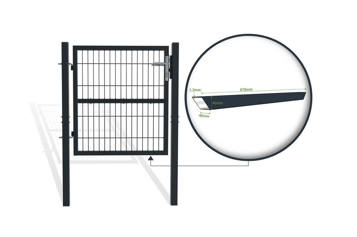 GITTERTOR Razo grau 1m H.100cm Metall - Grau, Metall (106/106cm) - Casanoov
