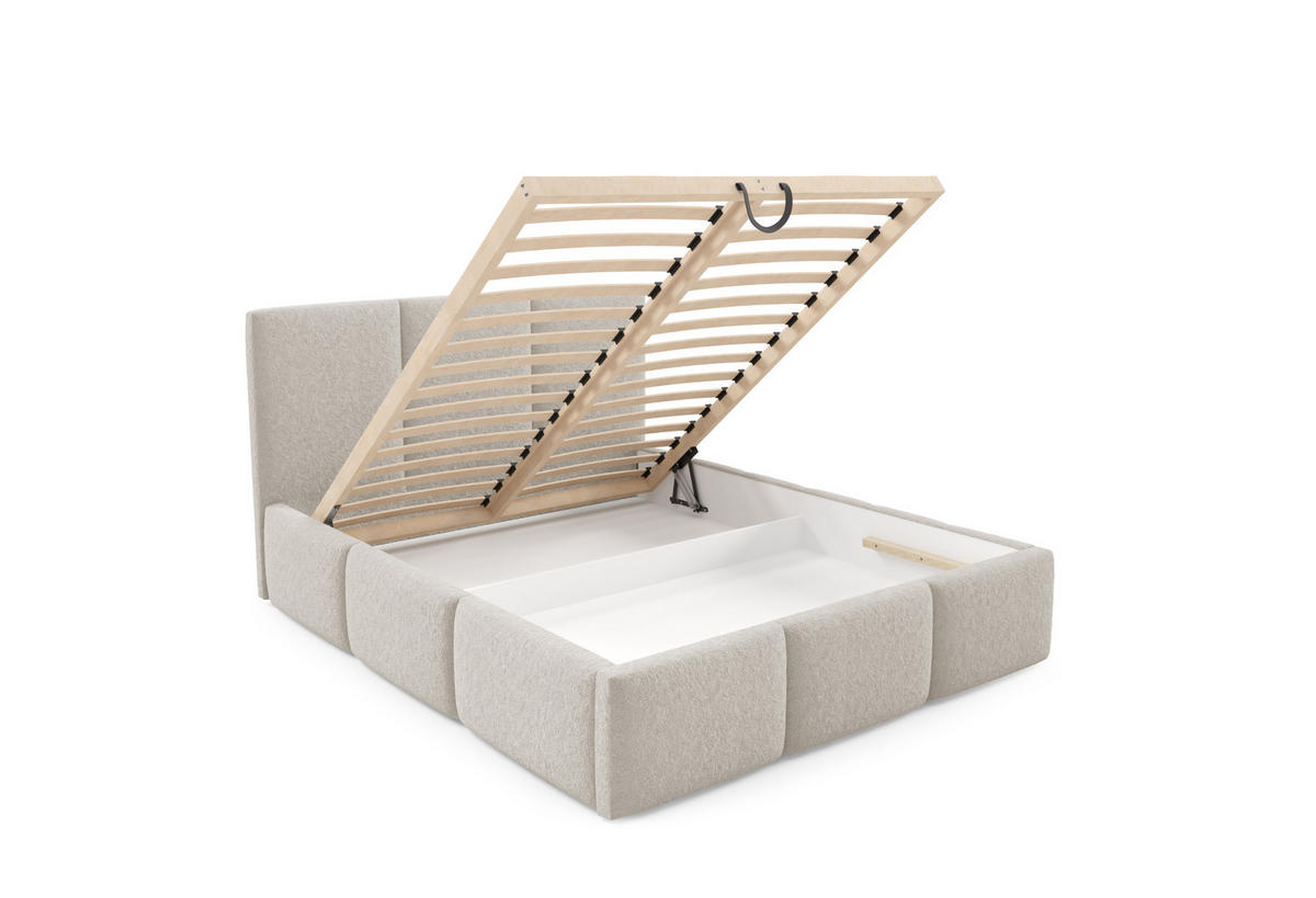 POLSTERBETT mit Stauraum 180x200 cm in Hellbeige - Beige, Metall (180/200cm) - Home Collective