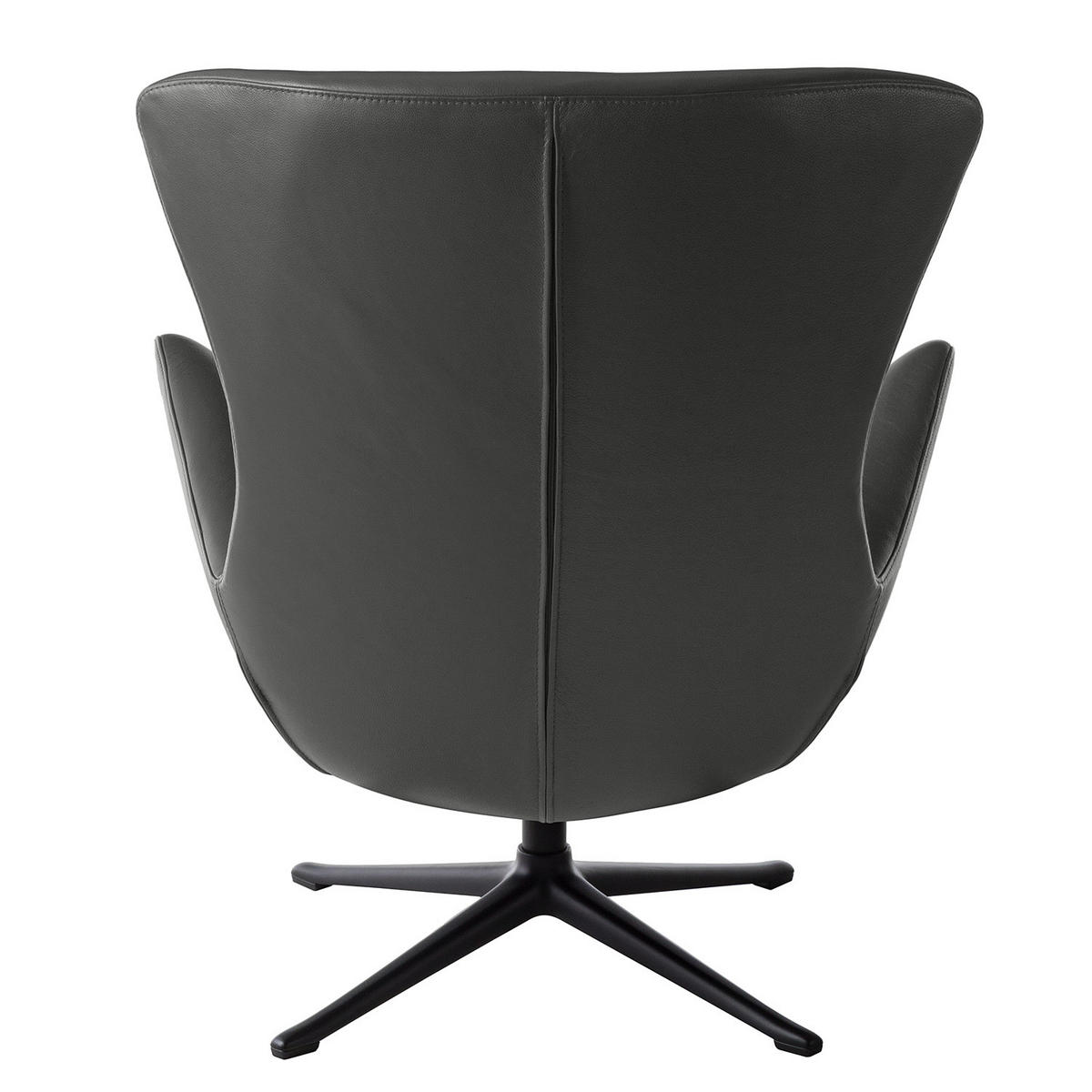 SESSEL mit Kreuzfuß - Schwarz, Leder/Metall (84/99/96cm) - home24