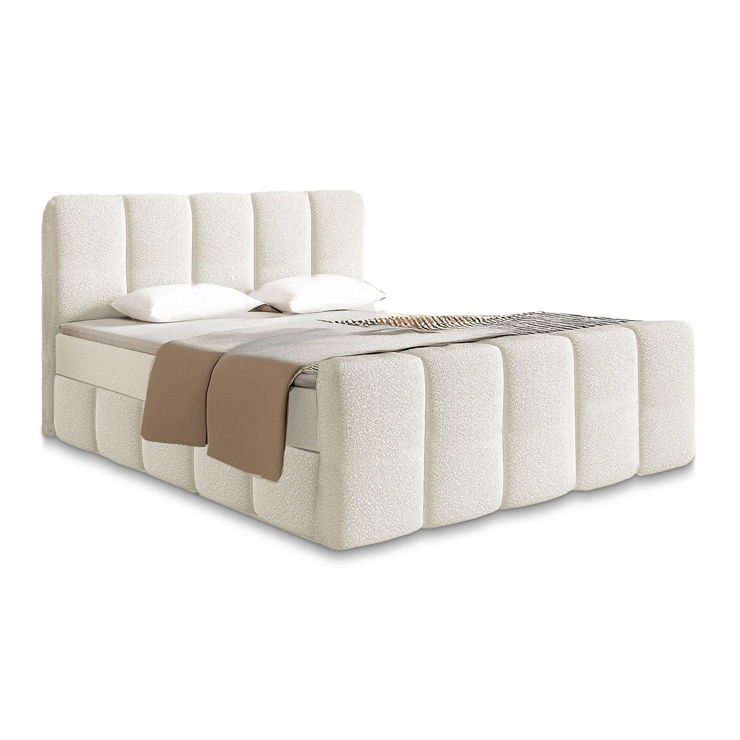 BOXBETT Manitoba 180/200 cm Bouclé Creme - Creme, Textil (180/200cm) - Juskys