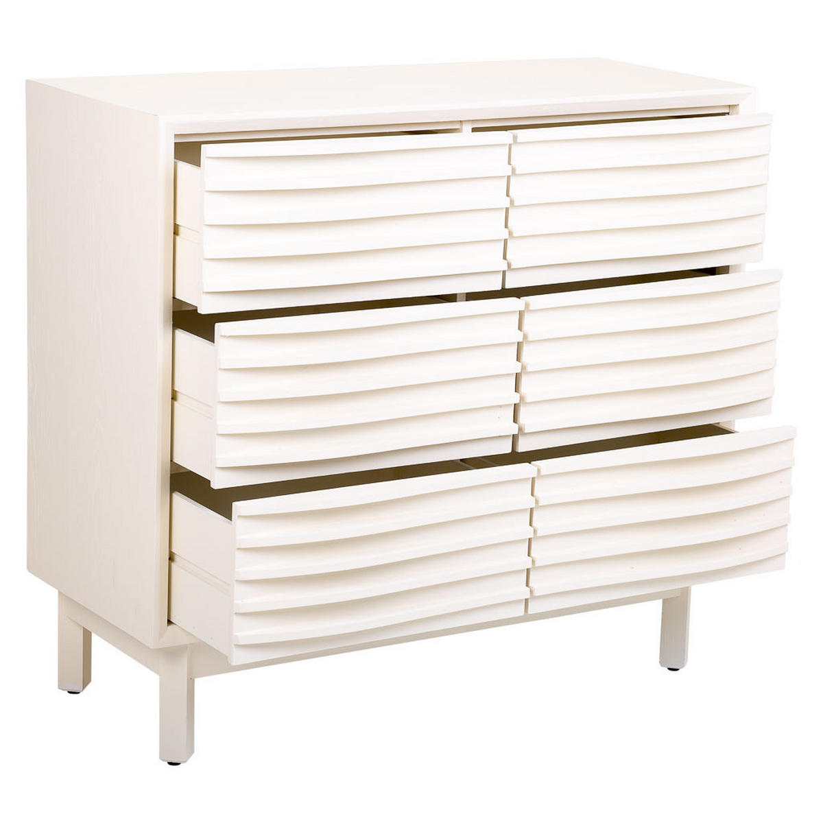 KOMMODE mit 6 Schubladen 90x40x92 cm - Weiß, Holz (100/92/40cm) - Wanderlust